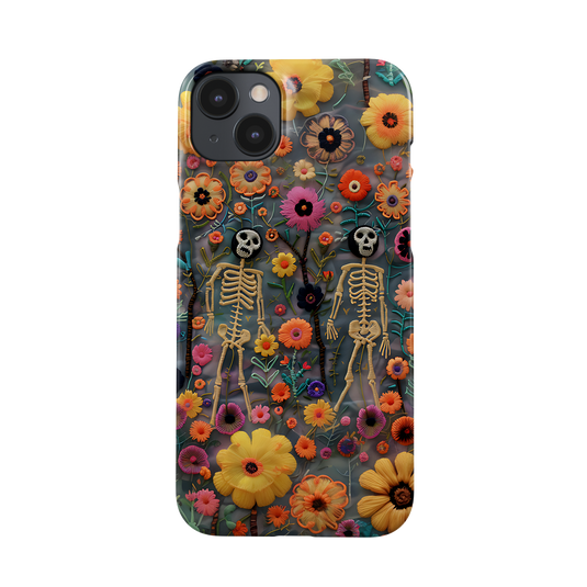 Snap Phone Case - Skeletal Serenity in a Floral Field